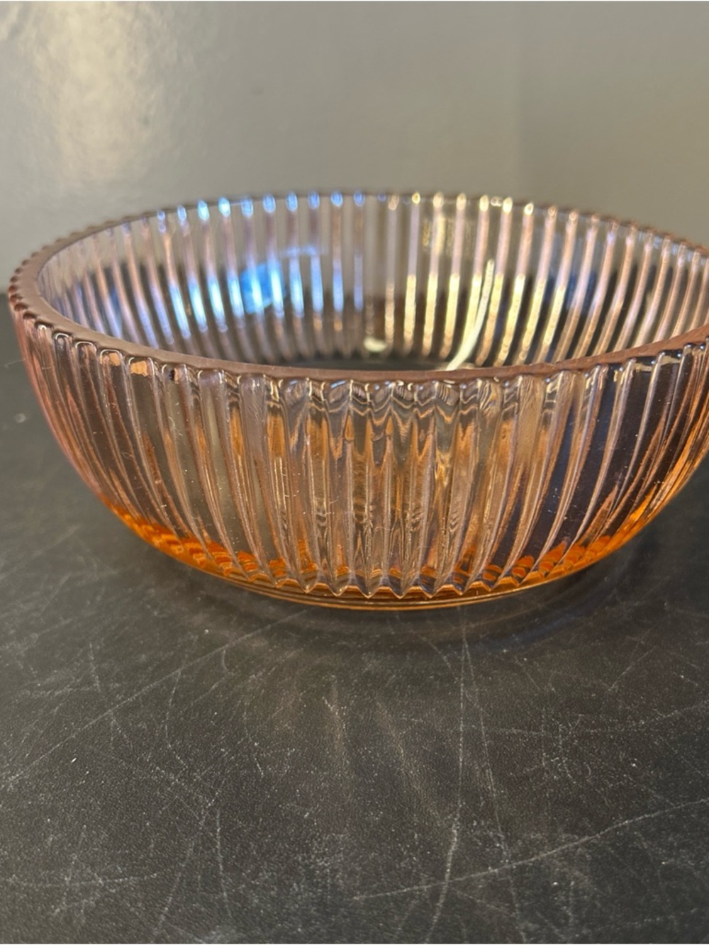 Vintage Anchor Hocking QUEEN MARY "VERTICAL RIB" PINK BOWL  6.5in